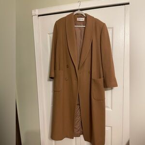 Talbots Brown Pea Coat with Shawl Lapels and Long Length